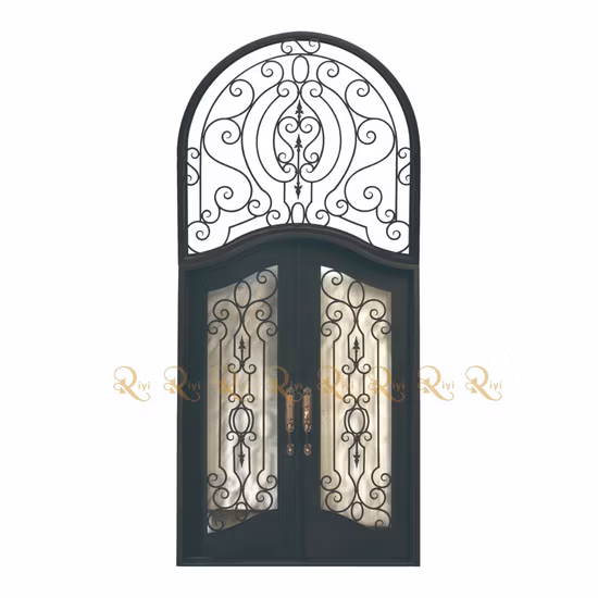 허리케인 증거 폭풍 방지 전면 단철 유리 문 야외 방탄 유리 무거운 입구 문